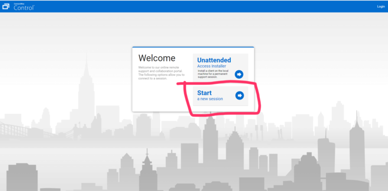 Click Start a New Session -> Remote Support